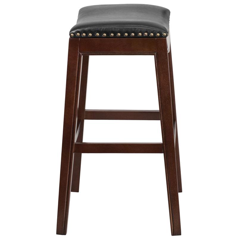 Flash Furniture 30” High Backless Cappuccino Wood Barstool with Black Leather Saddle Seat – TA-411030-CA-GG Sale