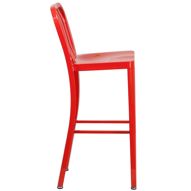 Flash Furniture 30” High Red Metal Indoor-Outdoor Barstool with Vertical Slat Back – CH-61200-30-RED-GG Discount