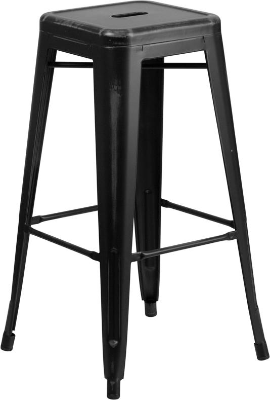 Flash Furniture 30” High Backless Distressed Black Metal Indoor-Outdoor Barstool – ET-BT3503-30-BK-GG Online now