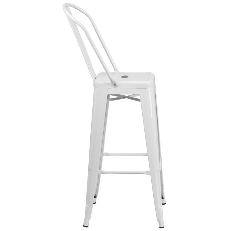 Flash Furniture 30” High White Metal Indoor-Outdoor Barstool with Back – CH-31320-30GB-WH-GG Fashion