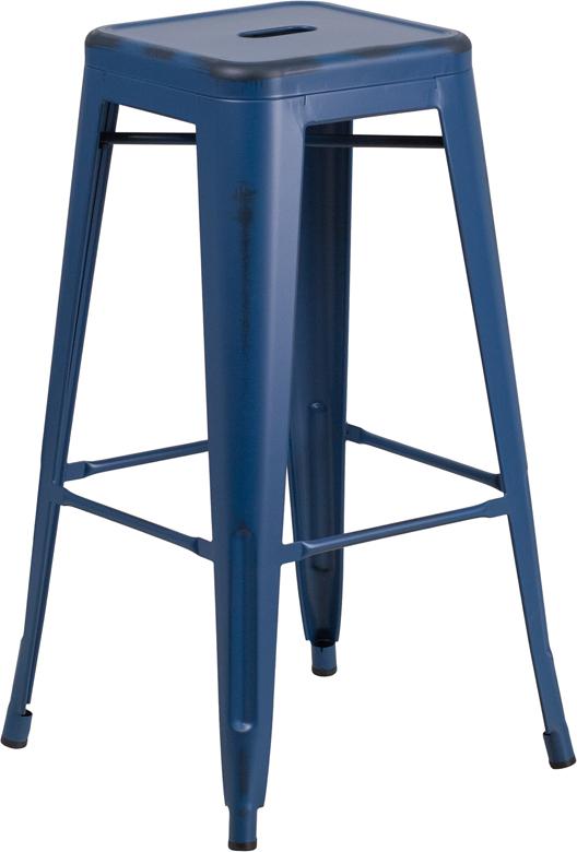 Flash Furniture 30” High Backless Distressed Antique Blue Metal Indoor-Outdoor Barstool – ET-BT3503-30-AB-GG Discount