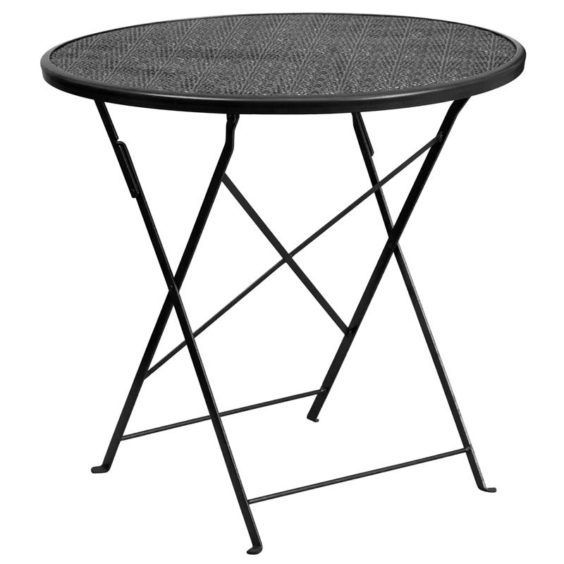 Flash Furniture 30” Round Black Indoor-Outdoor Steel Folding Patio Table – CO-4-BK-GG on Sale