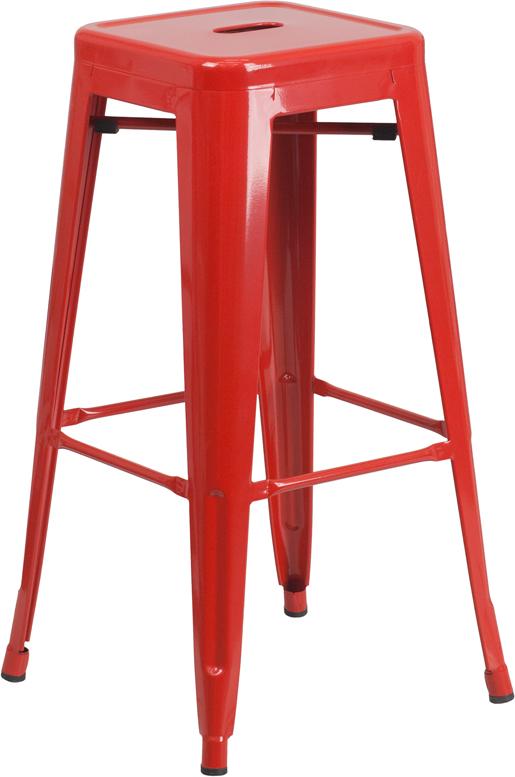Flash Furniture 30” High Backless Red Metal Indoor-Outdoor Barstool with Square Seat – CH-31320-30-RED-GG Online now