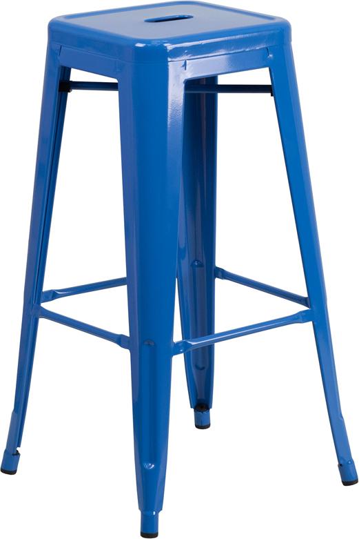 Flash Furniture 30” High Backless Blue Metal Indoor-Outdoor Barstool with Square Seat – CH-31320-30-BL-GG Online now