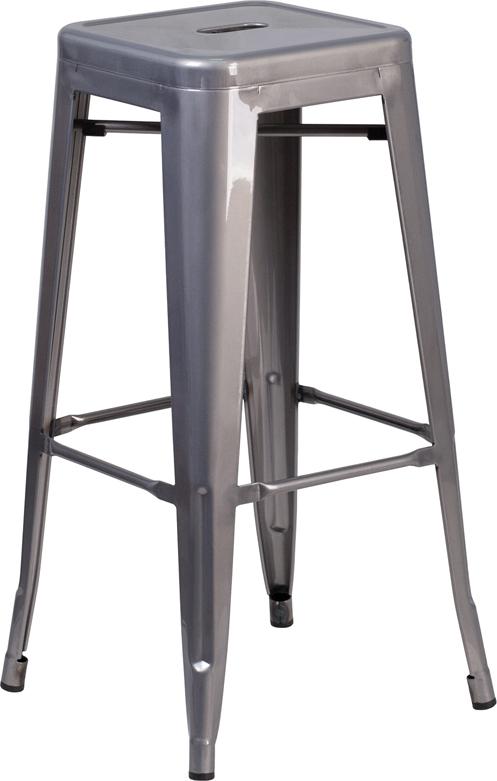 Flash Furniture 30” High Backless Clear Coated Metal Indoor Barstool with Square Seat – XU-DG-TP0004-30-GG Online now