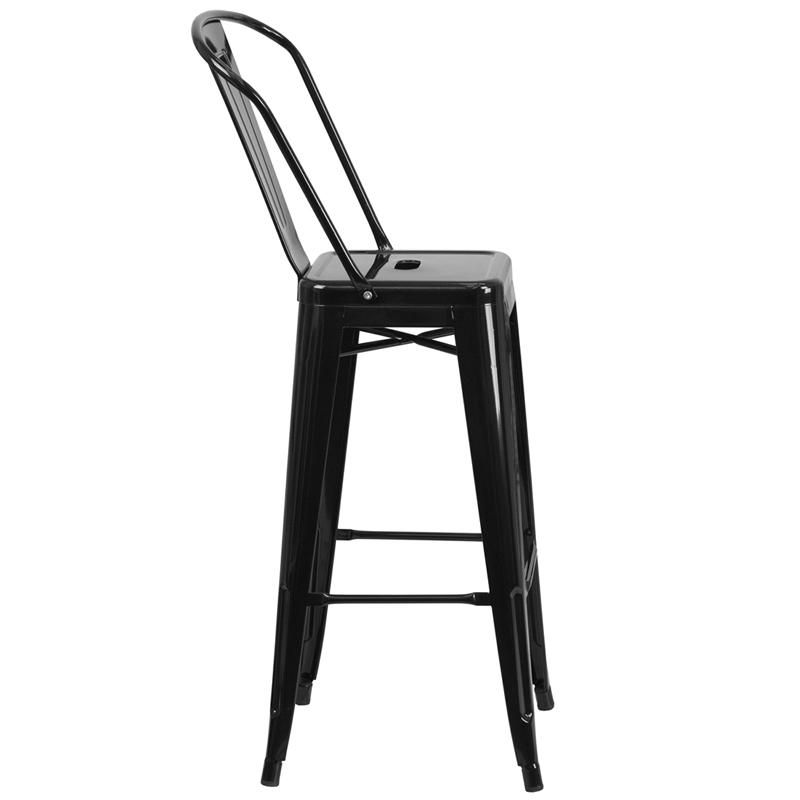 Flash Furniture 30” High Black Metal Indoor-Outdoor Barstool with Back – CH-31320-30GB-BK-GG Sale