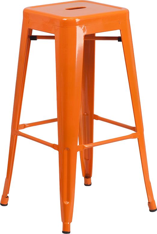 Flash Furniture 30” High Backless Orange Metal Indoor-Outdoor Barstool with Square Seat – CH-31320-30-OR-GG Online