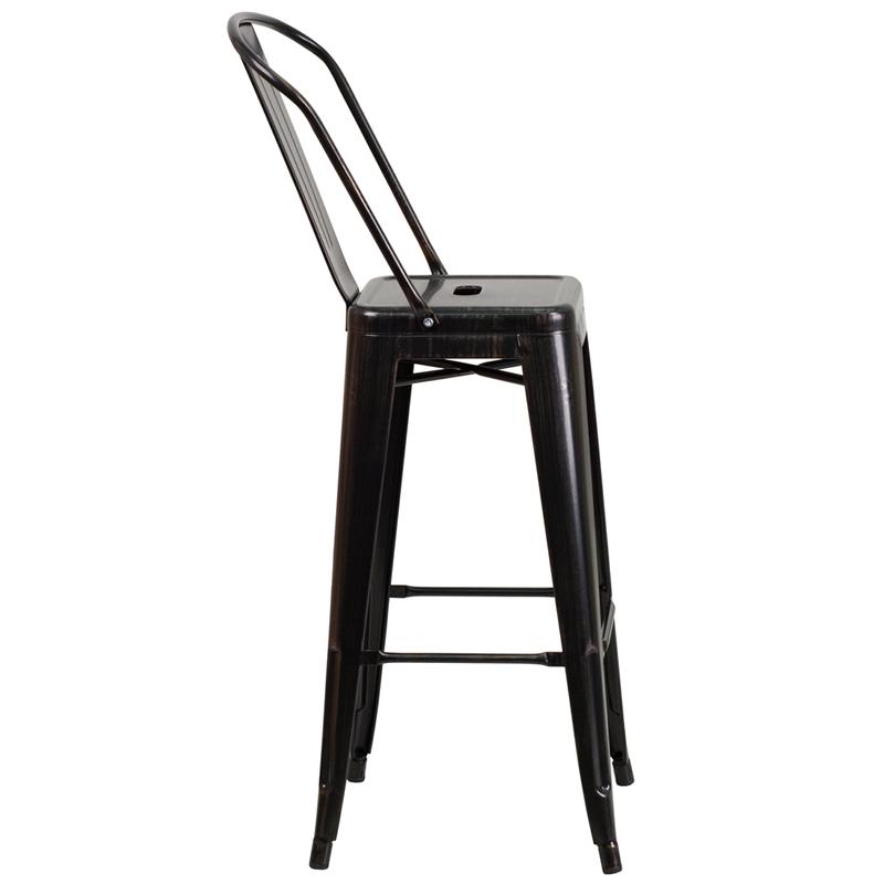 Flash Furniture 30” High Black-Antique Gold Metal Indoor-Outdoor Barstool with Back – CH-31320-30GB-BQ-GG Online Hot Sale