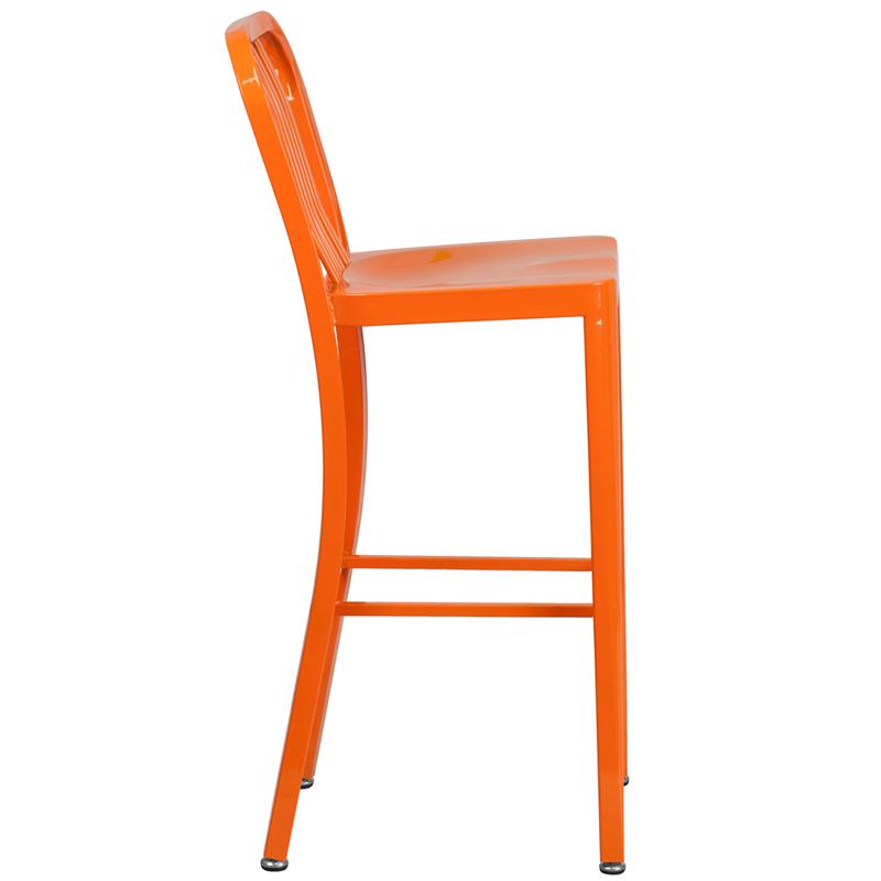 Flash Furniture 30” High Orange Metal Indoor-Outdoor Barstool with Vertical Slat Back – CH-61200-30-OR-GG Online Hot Sale