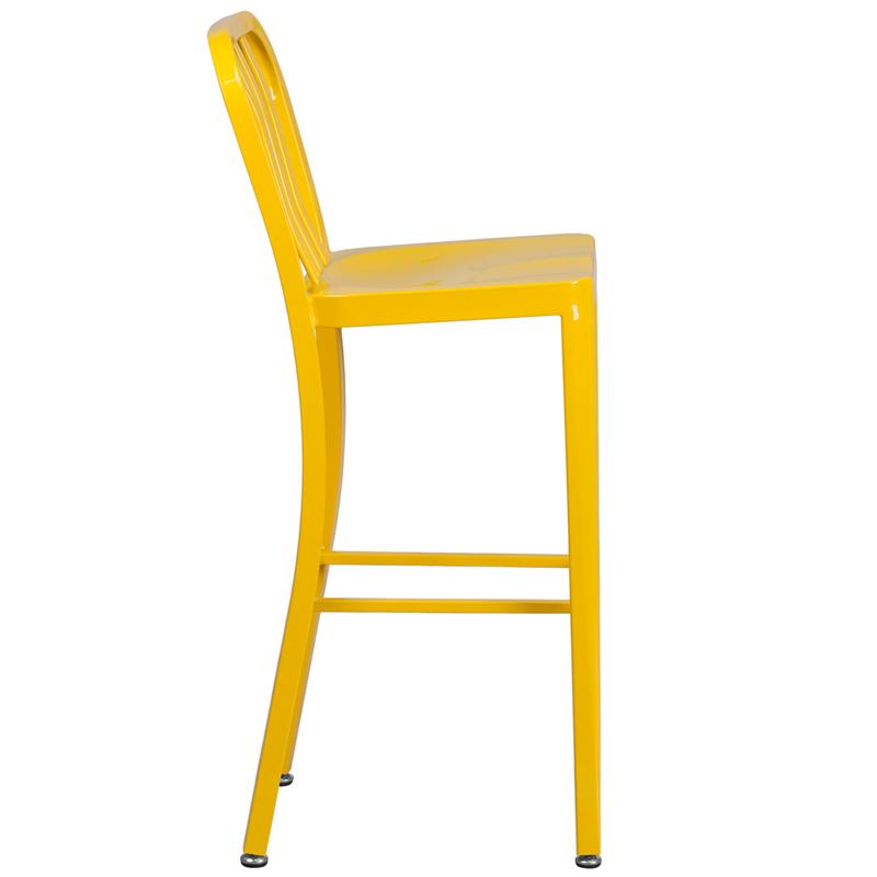 Flash Furniture 30” High Yellow Metal Indoor-Outdoor Barstool with Vertical Slat Back – CH-61200-30-YL-GG Online now