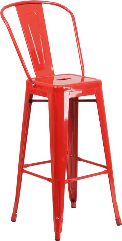 Flash Furniture 30” High Red Metal Indoor-Outdoor Barstool with Back – CH-31320-30GB-RED-GG Fashion