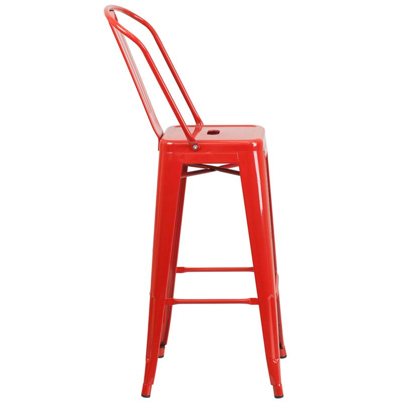 Flash Furniture 30” High Red Metal Indoor-Outdoor Barstool with Back – CH-31320-30GB-RED-GG Fashion