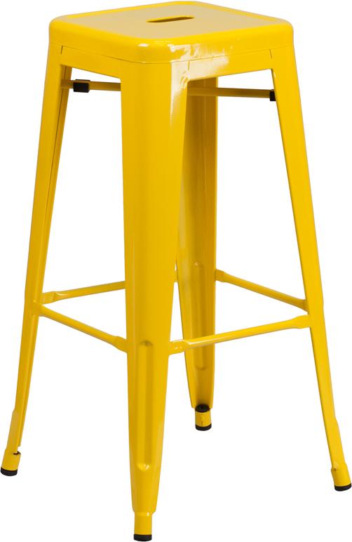 Flash Furniture 30” High Backless Yellow Metal Indoor-Outdoor Barstool with Square Seat – CH-31320-30-YL-GG on Sale