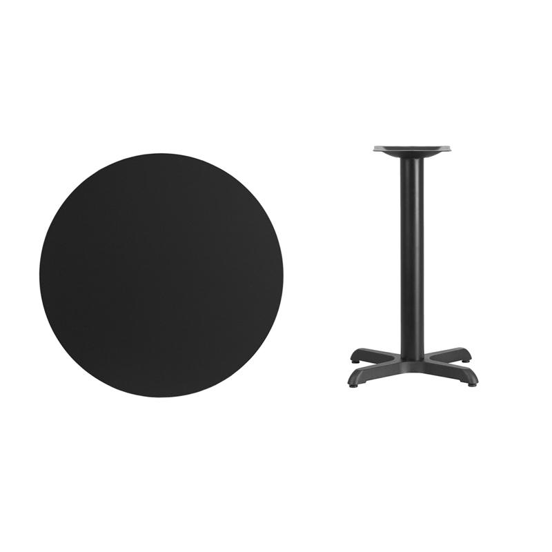 Flash Furniture 30” Round Black Laminate Table Top with 22” x 22” Table Height Base – XU-RD-30-BLKTB-T2222-GG Online Sale