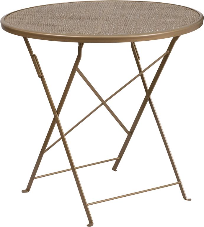 Flash Furniture 30” Round Gold Indoor-Outdoor Steel Folding Patio Table – CO-4-GD-GG Discount