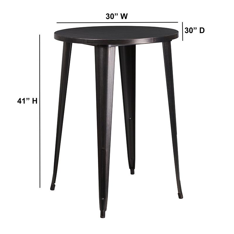 Flash Furniture 30” Round Black-Antique Gold Metal Indoor-Outdoor Bar Height Table – CH-51090-40-BQ-GG Online Hot Sale