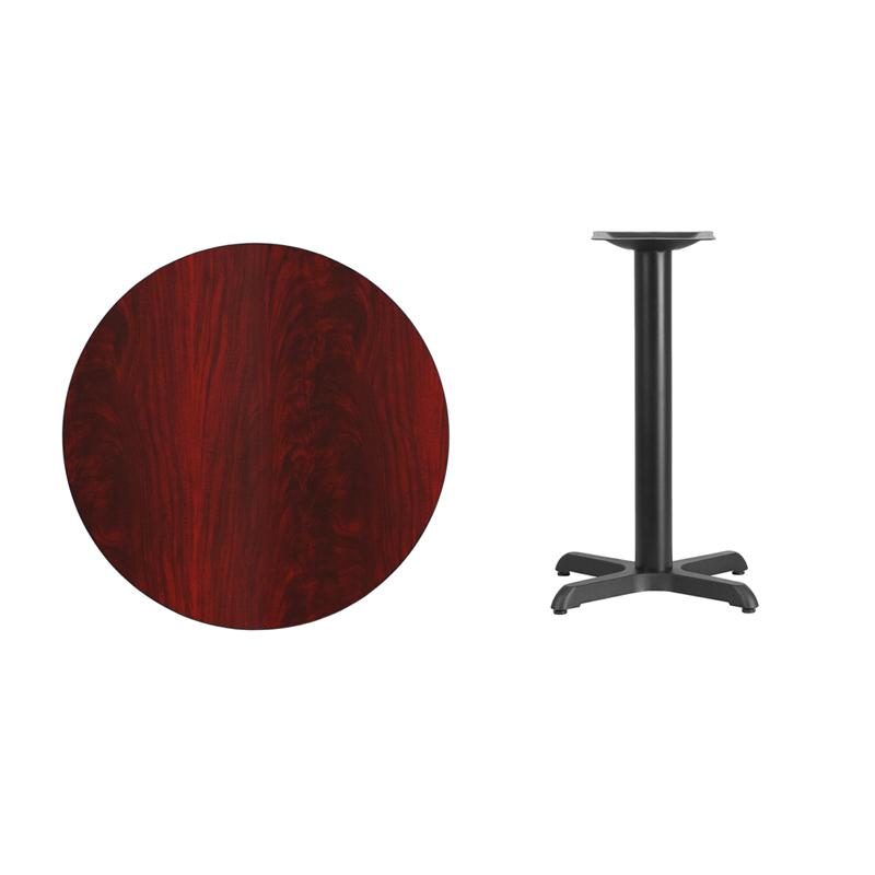 Flash Furniture 30” Round Mahogany Laminate Table Top with 22” x 22” Table Height Base – XU-RD-30-MAHTB-T2222-GG Online now