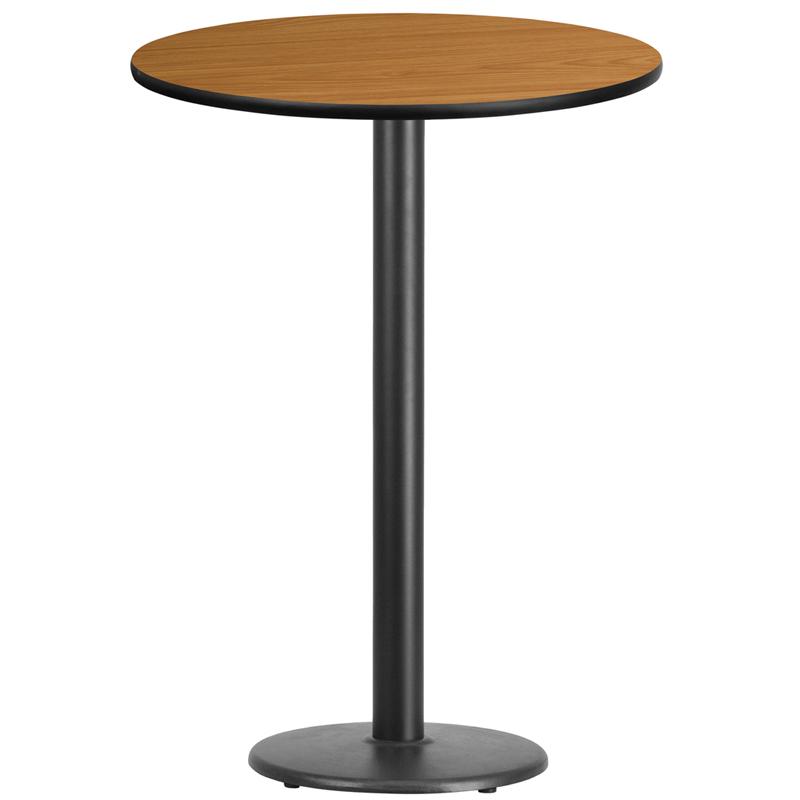 Flash Furniture 30” Round Natural Laminate Table Top with 18” Round Bar Height Table Base – XU-RD-30-NATTB-TR18B-GG on Sale