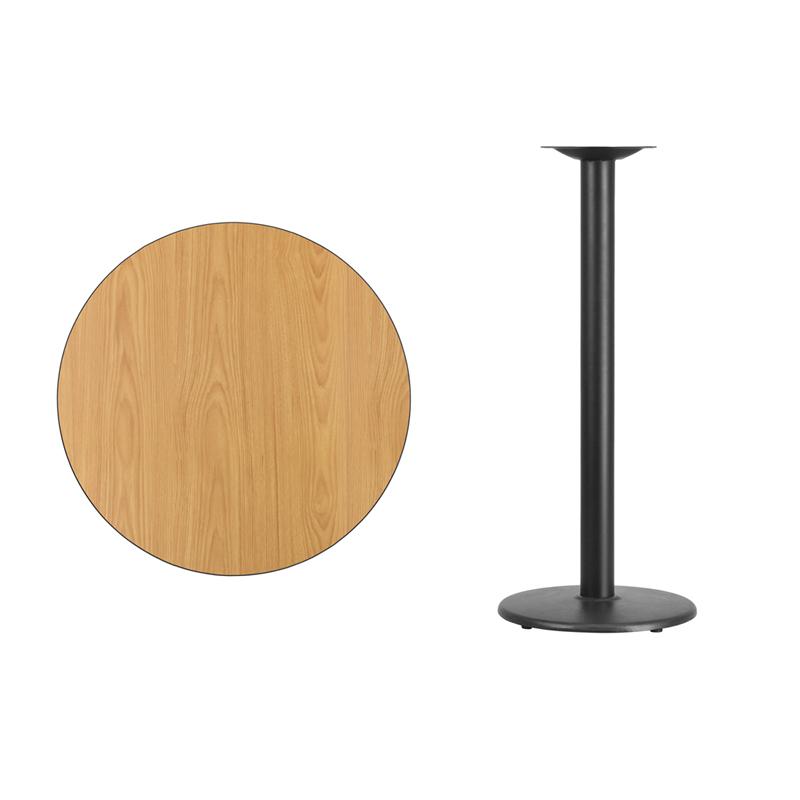 Flash Furniture 30” Round Natural Laminate Table Top with 18” Round Bar Height Table Base – XU-RD-30-NATTB-TR18B-GG on Sale