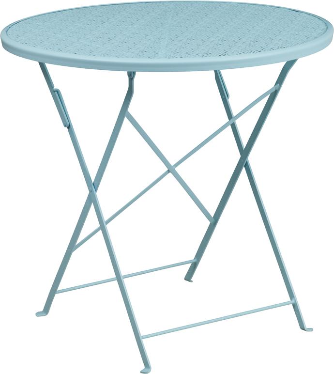 Flash Furniture 30” Round Sky Blue Indoor-Outdoor Steel Folding Patio Table – CO-4-SKY-GG Hot on Sale