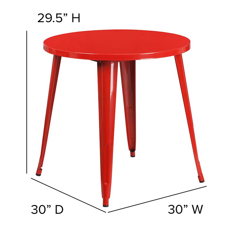 Flash Furniture 30” Round Red Metal Indoor-Outdoor Table – CH-51090-29-RED-GG Online now