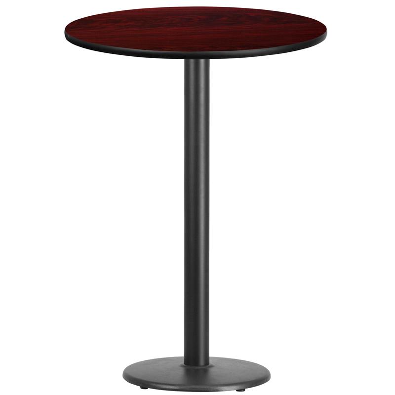 Flash Furniture 30” Round Mahogany Laminate Table Top with 18” Round Bar Height Table Base – XU-RD-30-MAHTB-TR18B-GG Online