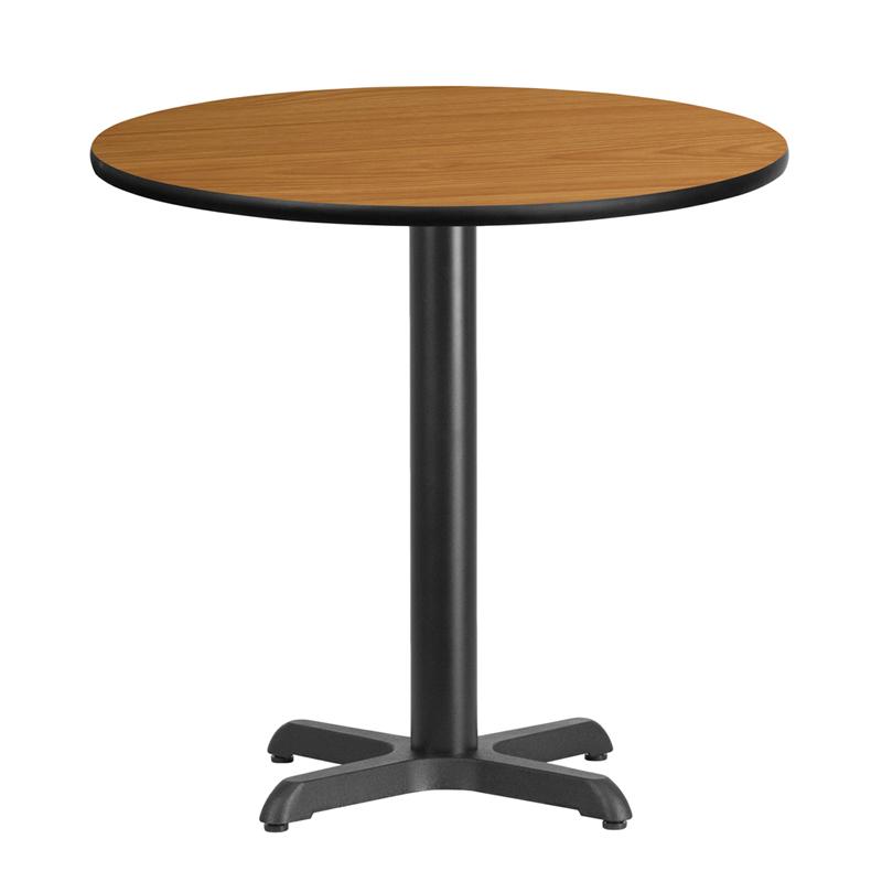 Flash Furniture 30” Round Natural Laminate Table Top with 22” x 22” Table Height Base – XU-RD-30-NATTB-T2222-GG Online