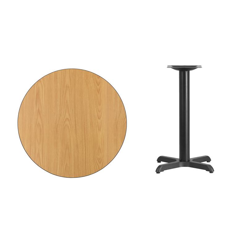 Flash Furniture 30” Round Natural Laminate Table Top with 22” x 22” Table Height Base – XU-RD-30-NATTB-T2222-GG Online