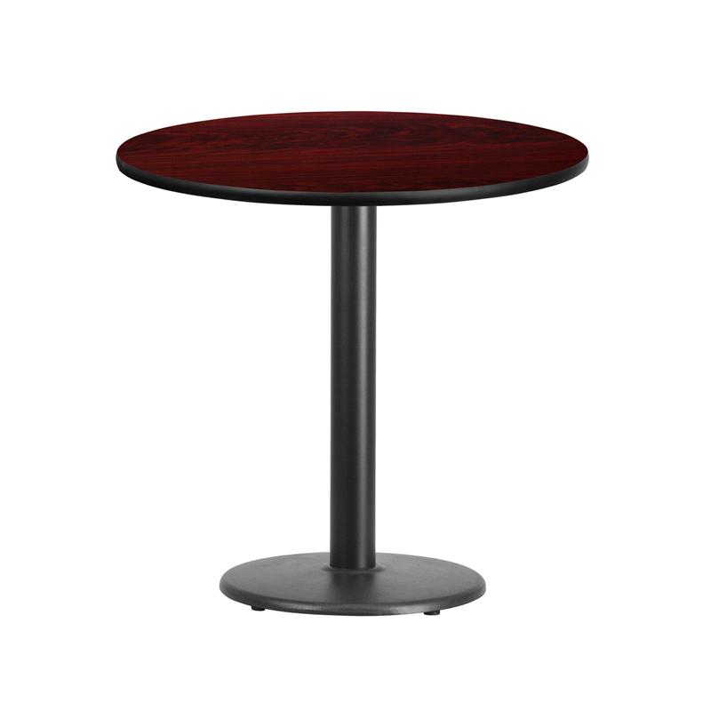 Flash Furniture 30” Round Mahogany Laminate Table Top with 18” Round Table Height Base – XU-RD-30-MAHTB-TR18-GG Supply