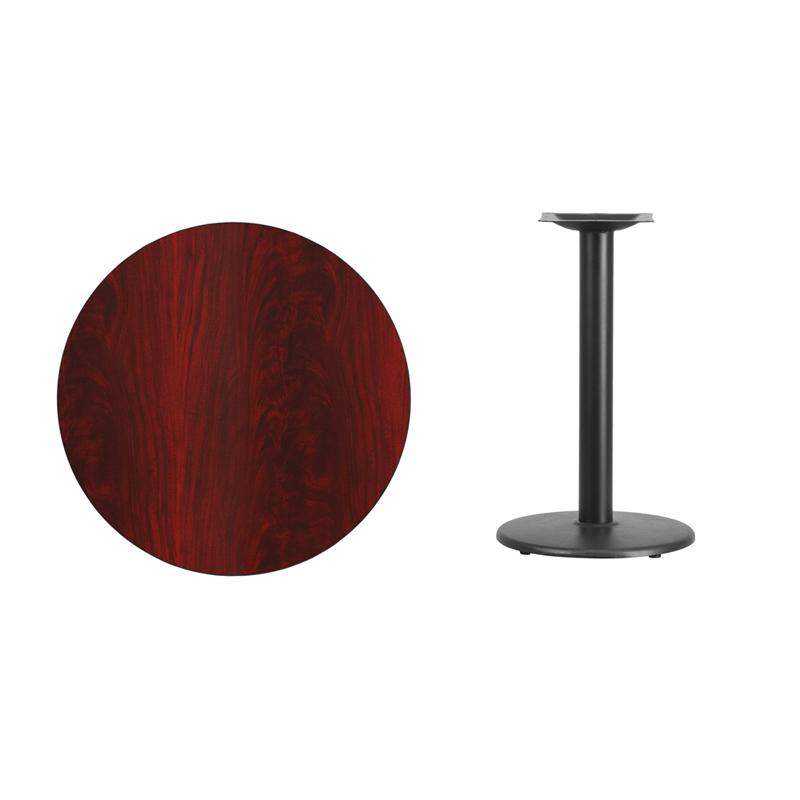 Flash Furniture 30” Round Mahogany Laminate Table Top with 18” Round Table Height Base – XU-RD-30-MAHTB-TR18-GG Supply