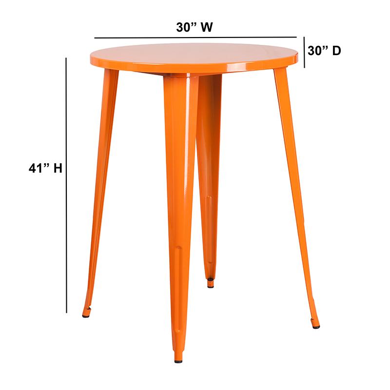 Flash Furniture 30” Round Orange Metal Indoor-Outdoor Bar Height Table – CH-51090-40-OR-GG Online Hot Sale