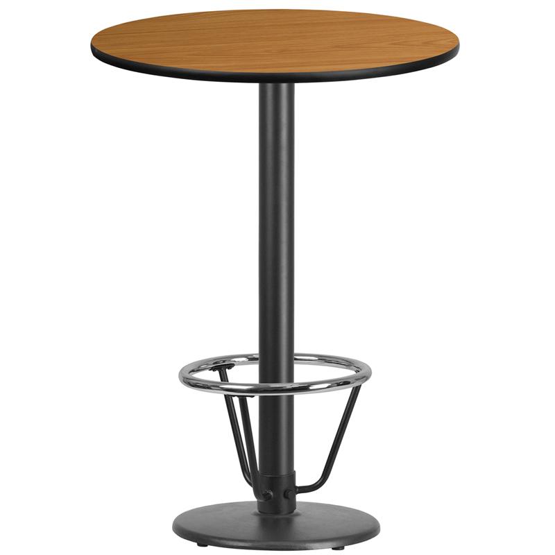Flash Furniture 30” Round Natural Laminate Table Top with 18” Round Bar Height Table Base and Foot Ring – XU-RD-30-NATTB-TR18B-3CFR-GG Fashion