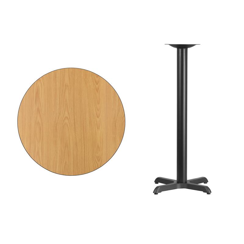 Flash Furniture 30” Round Natural Laminate Table Top with 22” x 22” Bar Height Table Base – XU-RD-30-NATTB-T2222B-GG Discount