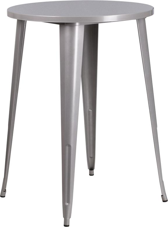 Flash Furniture 30” Round Silver Metal Indoor-Outdoor Bar Height Table – CH-51090-40-SIL-GG Fashion