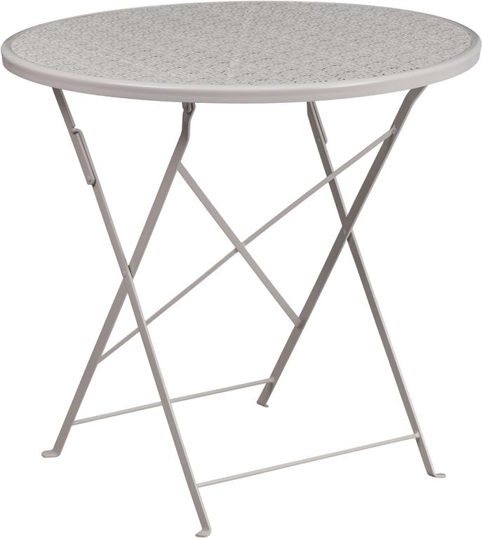 Flash Furniture 30” Round Light Gray Indoor-Outdoor Steel Folding Patio Table – CO-4-SIL-GG Online
