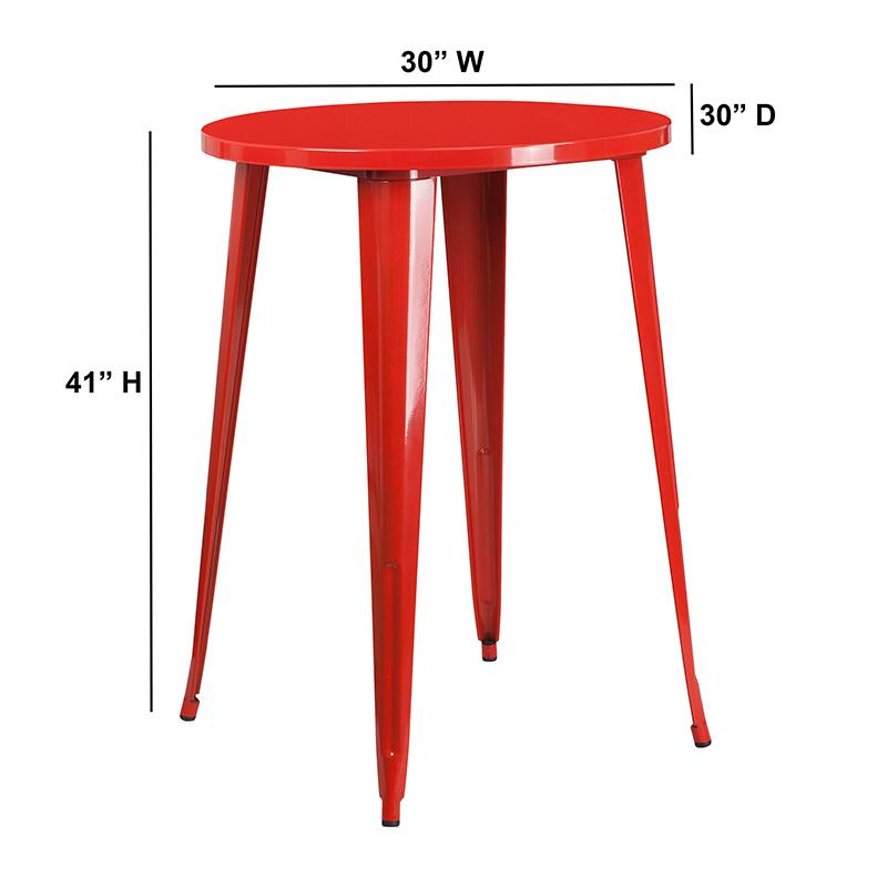 Flash Furniture 30” Round Red Metal Indoor-Outdoor Bar Height Table – CH-51090-40-RED-GG Supply