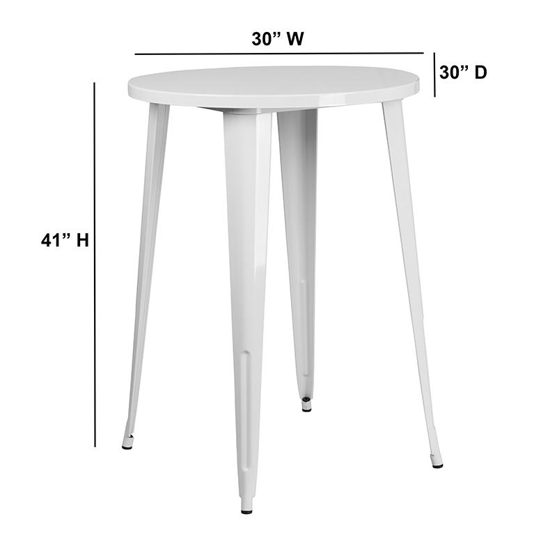 Flash Furniture 30” Round White Metal Indoor-Outdoor Bar Height Table – CH-51090-40-WH-GG Online now