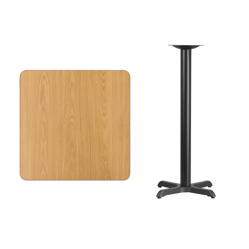 Flash Furniture 30” Square Natural Laminate Table Top with 22” x 22” Bar Height Table Base – XU-NATTB-3030-T2222B-GG Sale