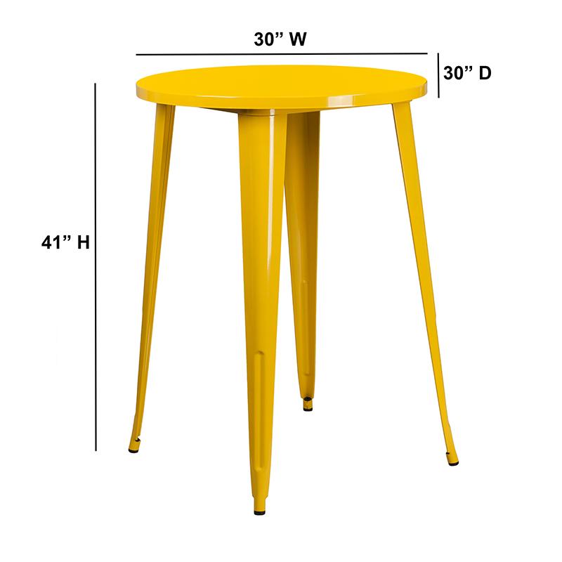 Flash Furniture 30” Round Yellow Metal Indoor-Outdoor Bar Height Table – CH-51090-40-YL-GG Online now