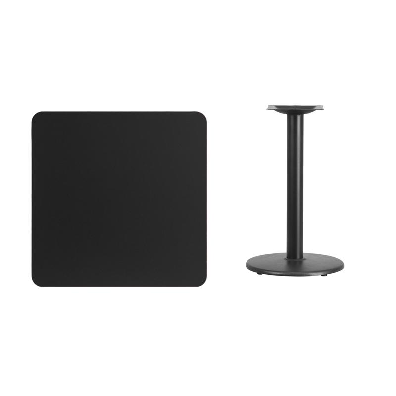 Flash Furniture 30” Square Black Laminate Table Top with 18” Round Table Height Base – XU-BLKTB-3030-TR18-GG Online