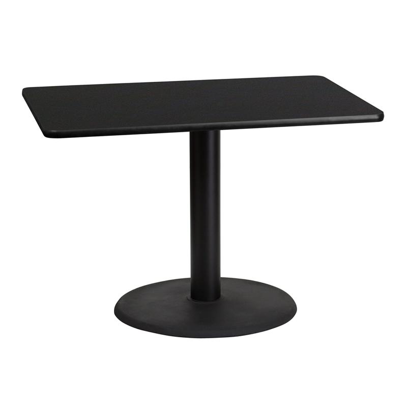 Flash Furniture 30” x 42” Rectangular Black Laminate Table Top with 24” Round Table Height Base – XU-BLKTB-3042-TR24-GG on Sale