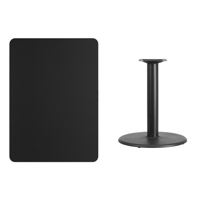 Flash Furniture 30” x 42” Rectangular Black Laminate Table Top with 24” Round Table Height Base – XU-BLKTB-3042-TR24-GG on Sale