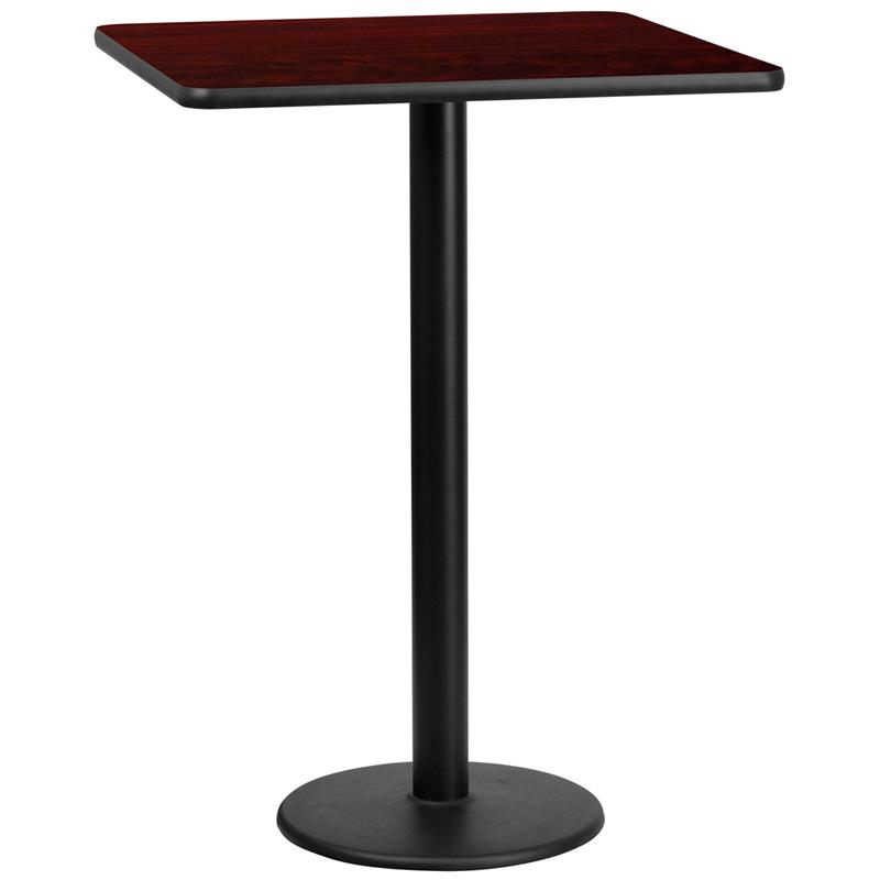 Flash Furniture 30” Square Mahogany Laminate Table Top with 18” Round Bar Height Table Base – XU-MAHTB-3030-TR18B-GG Discount
