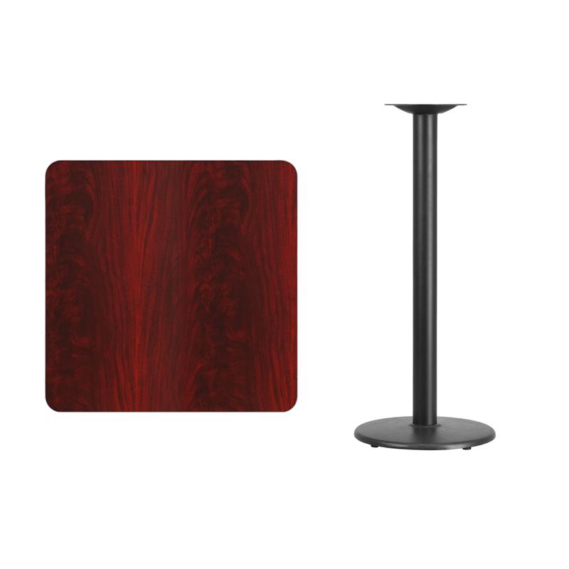 Flash Furniture 30” Square Mahogany Laminate Table Top with 18” Round Bar Height Table Base – XU-MAHTB-3030-TR18B-GG Discount