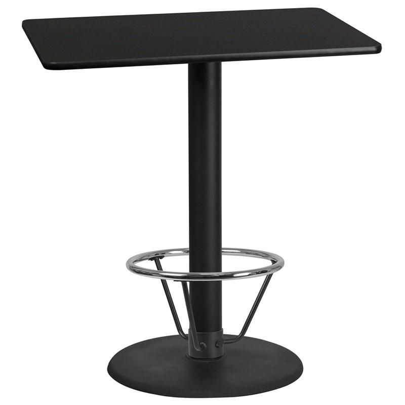 Flash Furniture 30” x 42” Rectangular Black Laminate Table Top with 24” Round Bar Height Table Base and Foot Ring – XU-BLKTB-3042-TR24B-4CFR-GG Sale