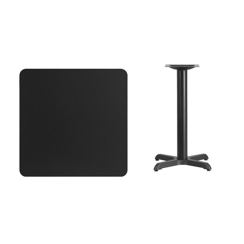Flash Furniture 30” Square Black Laminate Table Top with 22” x 22” Table Height Base – XU-BLKTB-3030-T2222-GG Online