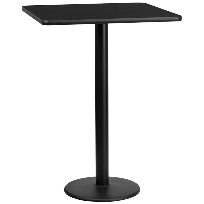 Flash Furniture 30” Square Black Laminate Table Top with 18” Round Bar Height Table Base – XU-BLKTB-3030-TR18B-GG Online now