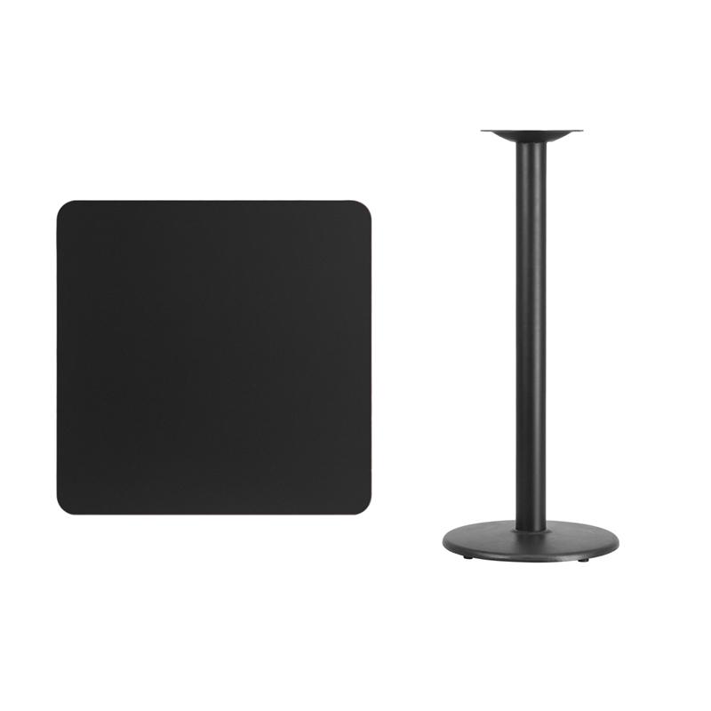 Flash Furniture 30” Square Black Laminate Table Top with 18” Round Bar Height Table Base – XU-BLKTB-3030-TR18B-GG Online now