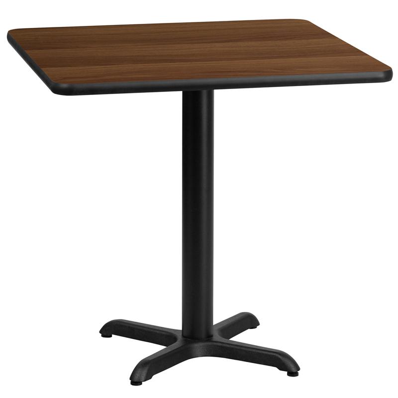 Flash Furniture 30” Square Walnut Laminate Table Top with 22” x 22” Table Height Base – XU-WALTB-3030-T2222-GG Online Sale