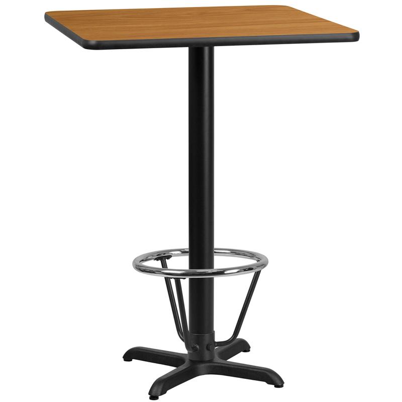 Flash Furniture 30” Square Natural Laminate Table Top with 22” x 22” Bar Height Table Base and Foot Ring – XU-NATTB-3030-T2222B-3CFR-GG Discount